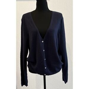 Women’s Draper James RSVP Navy Blue Textured Cardigan Size XL